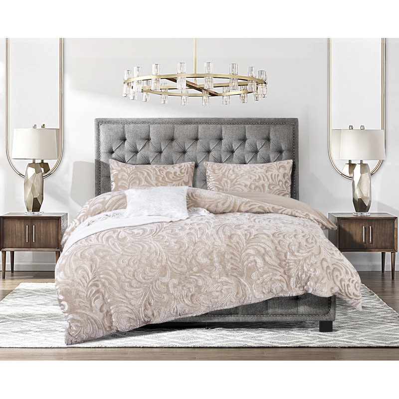 Solid Colour Duvet Cover Set with Pillowcases Included, Beige, Double