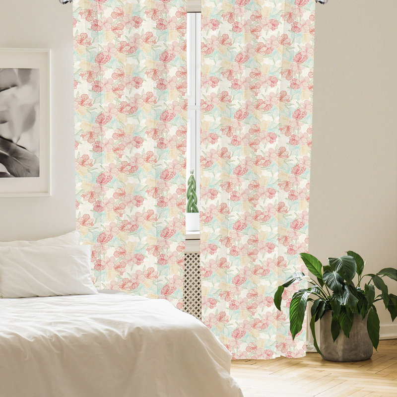 Floral Semi-Sheer Rod Pocket Curtain Panels, 28" x 84"