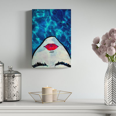 'Water Coveted Blue' Graphic Art on Wrapped Canvas
