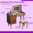 39" Wooden Makeup Vanity Desk with Adjustable LED Mirror, Flip-Top Design & Storage, Bohemian Style