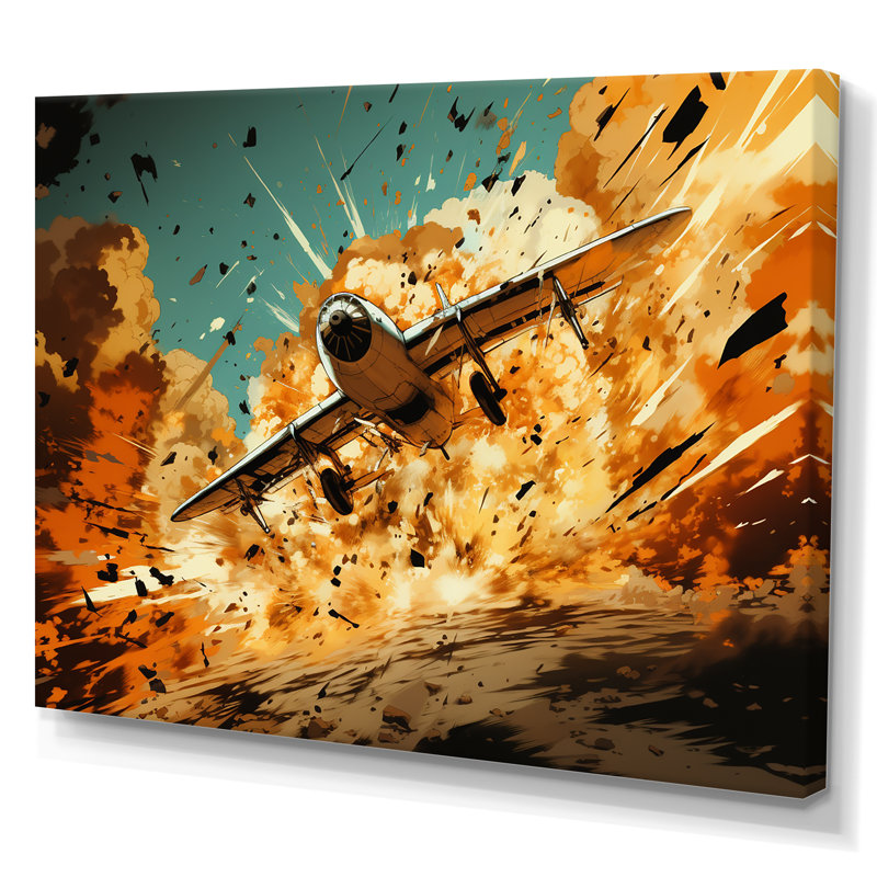 Avion qui décolle en pleine action sur toile, H 12 po x l 20 po x P 1 po, Toile tendue