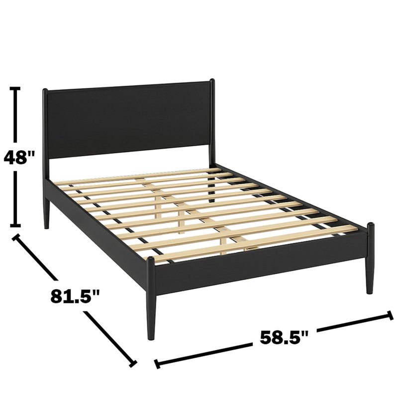 Lit plateforme en bois noir Mid-Century