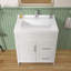 Meuble-lavabo de 30 po sans lavabo supérieur, base d'armoire seulement, armoire de rangement de salle de bain avec 2 tiroirs, conception à une porte, étanche à l'eau et aux taches, non assemblé-118473479