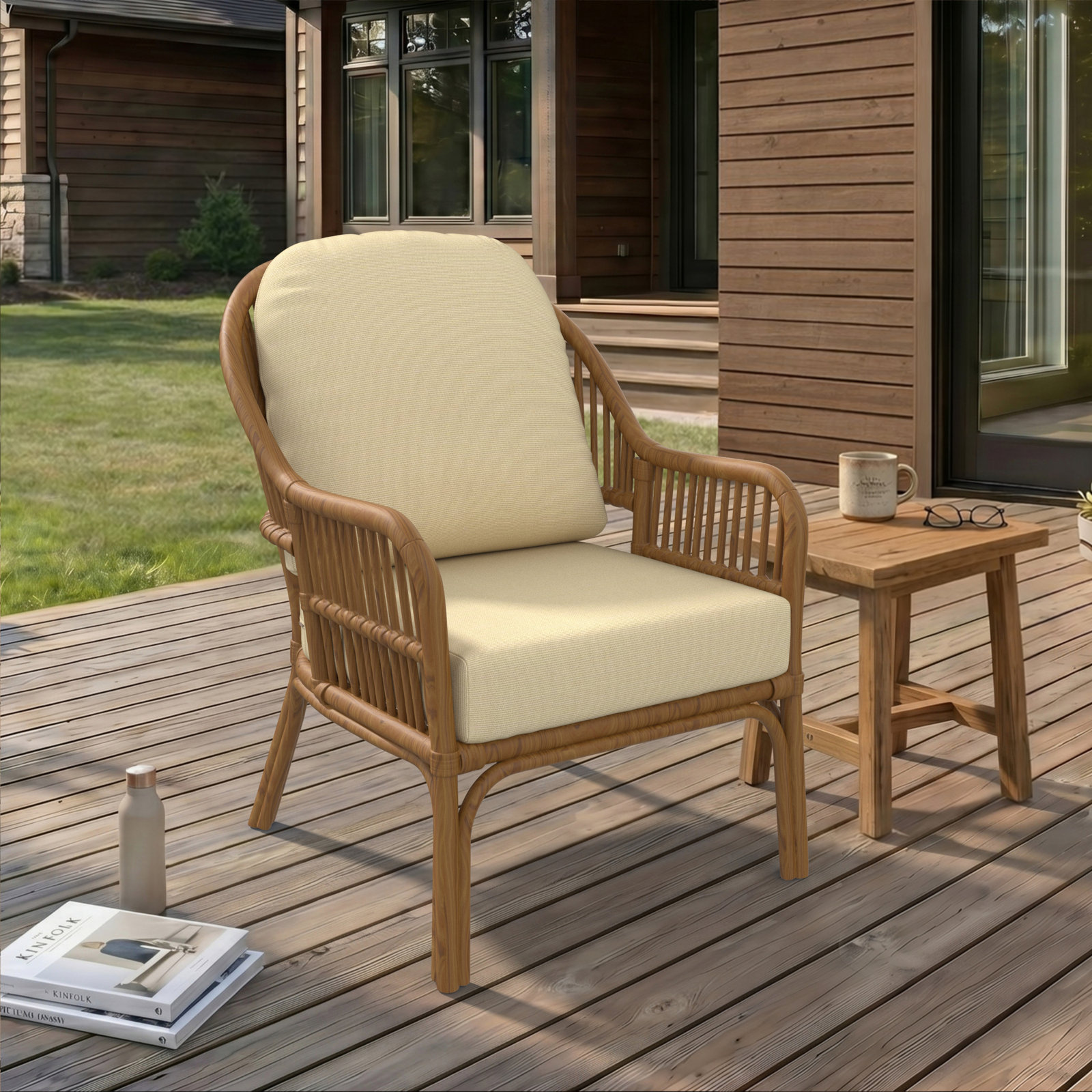 Amala 22" Sunbrella® Seat and Back Cushion, Antique Beige Sunbrella® Canvas