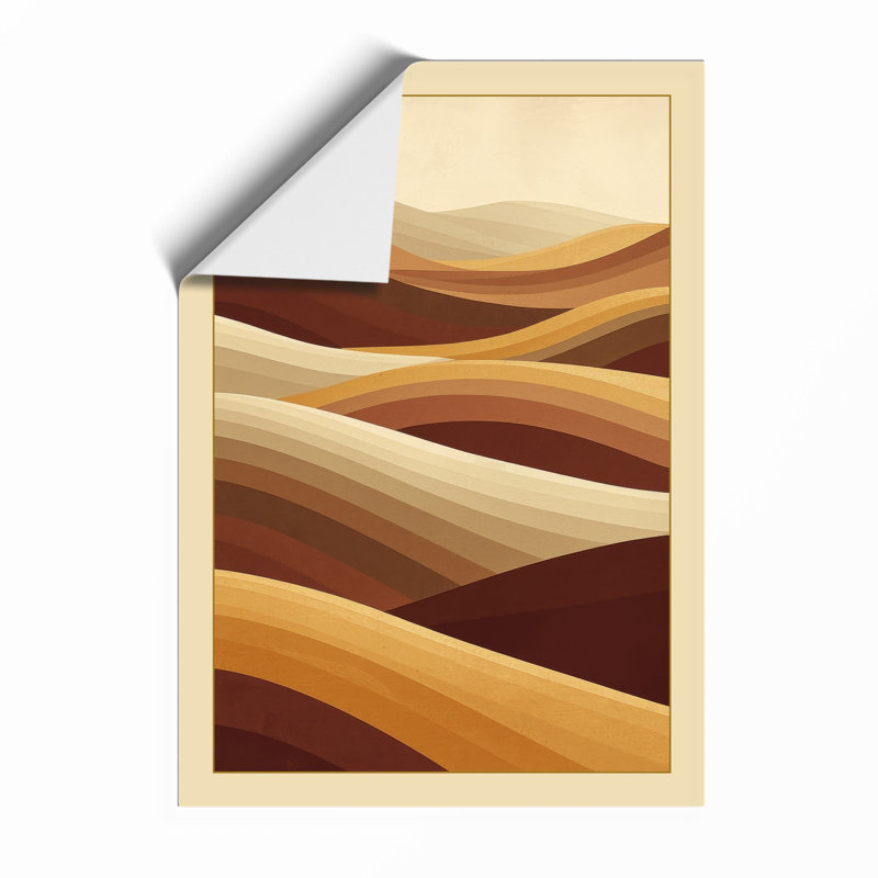 Layered Earth Forms Minimalist - Framed Print, A4 - 29.7 x 21.0 cm, Unframed