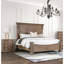 Structure de lit grand type avec structure en bois massif, tête de lit à panneau en chêne vieilli et conception pour tête de lit de chambre à coucher traditionnelle, utilisation de poteaux