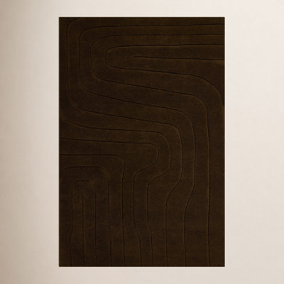 Aelin Wavy Hand Tufted Wool Brown Area Rug