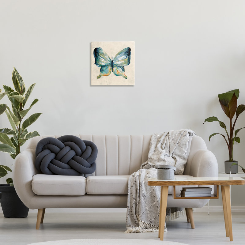 Papillon audacieux sur toile verte, design par Carol Robinson, H 17 po x l 17 po