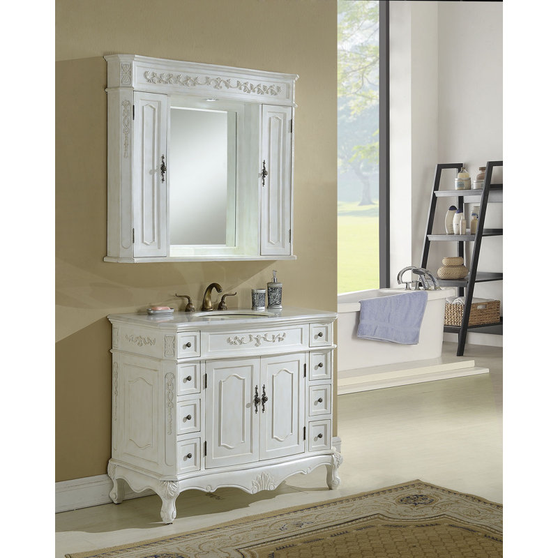 Ensemble de meuble-lavabo simple 42 po Burnet, Blanc antique, Blanc pur