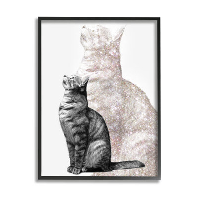 " Stoic Striped Cat Sitting Glam Sparkle Silhouette " by Ziwei Li