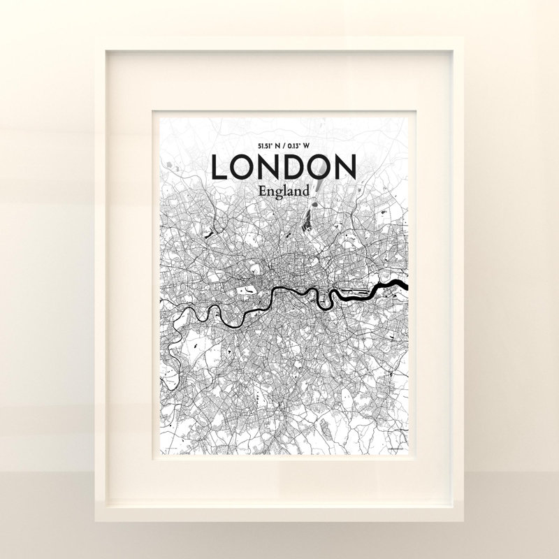 London City Map In Ink - No Frame Print, 20cm H x 16cm W x 0.05cm D