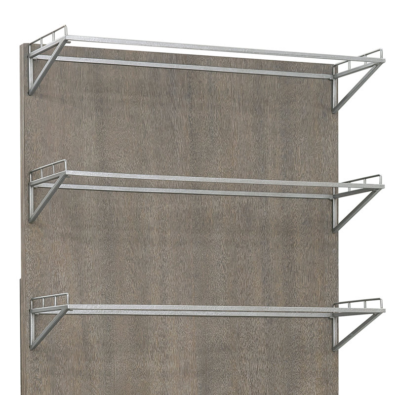 Gray and Silver 4-Shelf Bookcase with 2-Door Cabinet