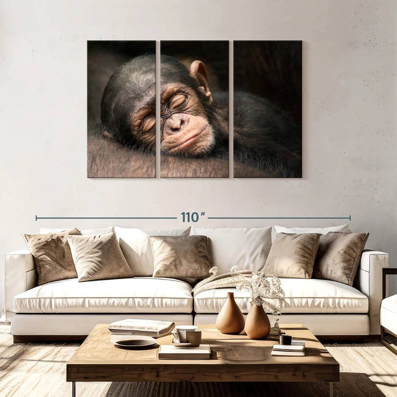 Brampt Sleeping Baby Chimpanzee, 48" H x 74" W