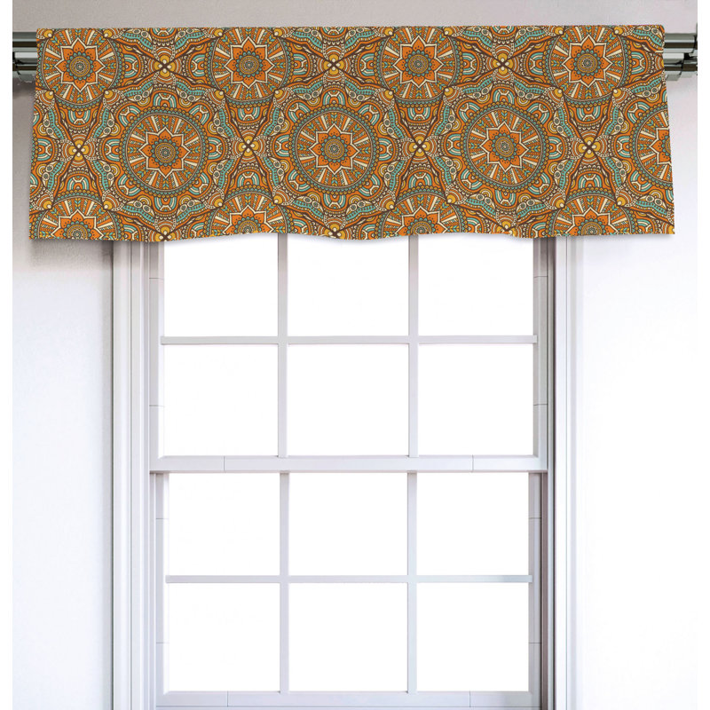 Sateen Geometric Ruffled Window Valance