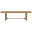 Table de salle à manger extensible Sand Wash 9, table rectangulaire extensible, dossiers en canne tissés à la main et sièges rembourrés en tissu crème pour un style d'évasion côtière avec du bois brun, espace de table confortable