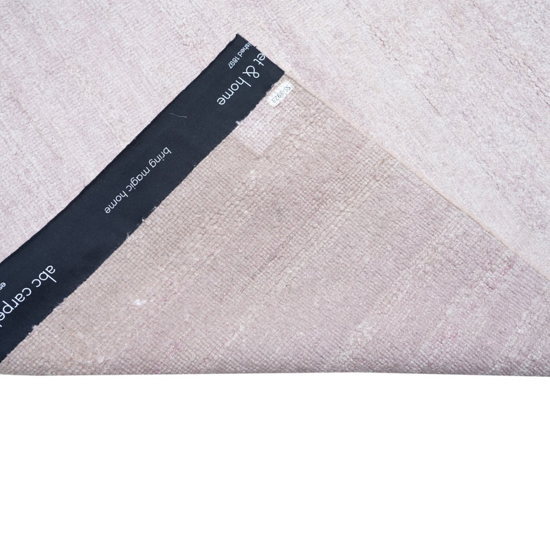 Solid Saree Silk Rug, Soft Pink, Rectangle 10' x 14'