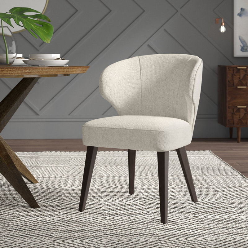 Golino 20'' H Fabric Upholstered Dining Chair, Cream, Dark Brown