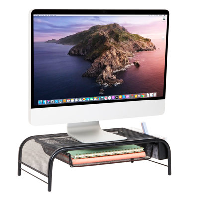 Support d'écran, siège d'appoint ventilé pour ordinateur portable, plateau à papier, rangement, bureau, maille métallique
