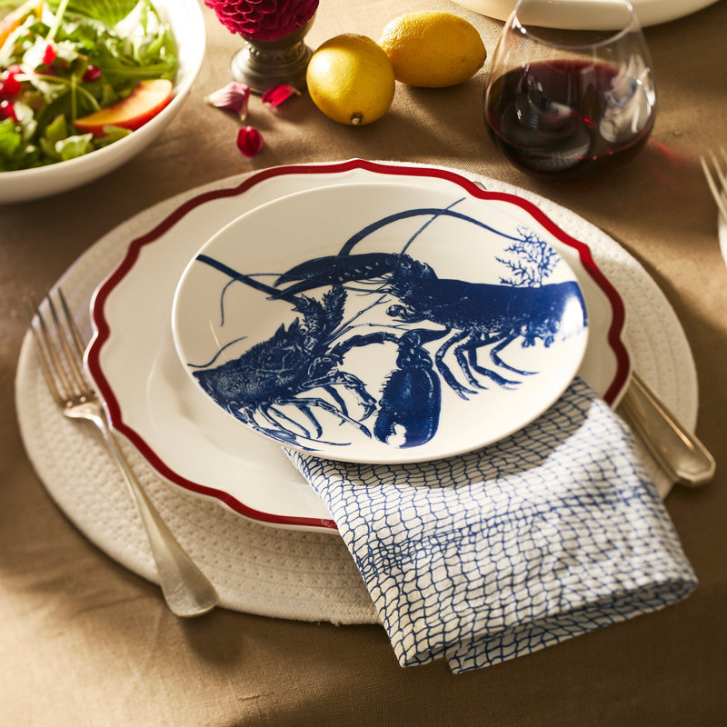 Stella Scalloped Crimson Porcelain Dinner Plate