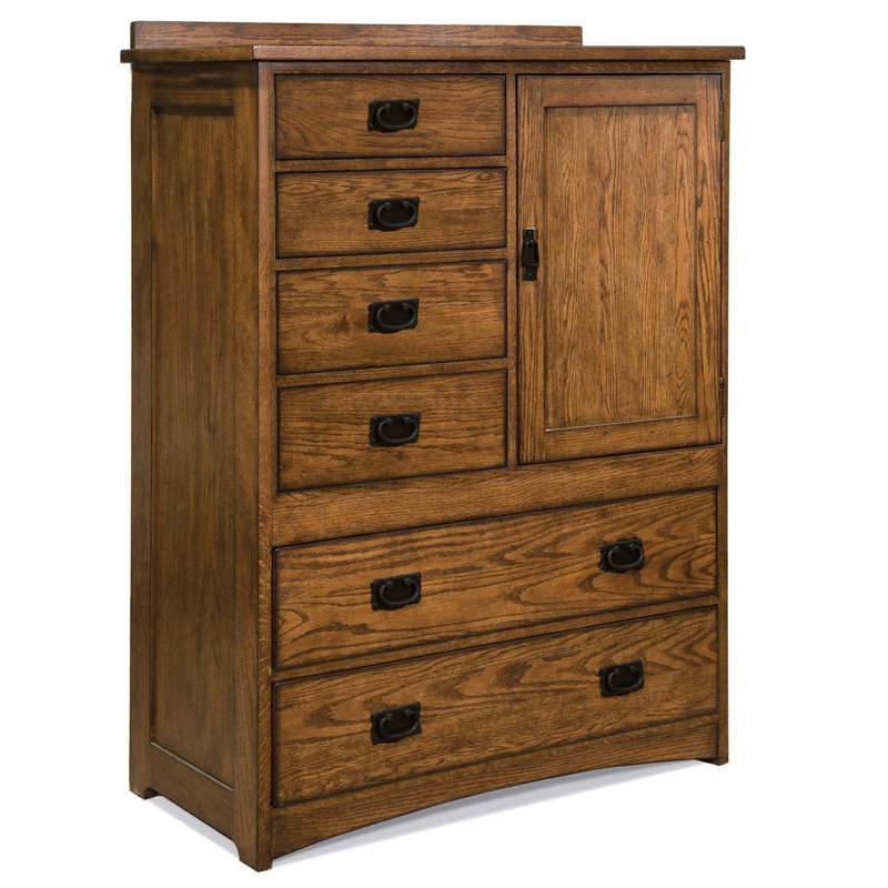 Iskender 6-Drawer Chest with Door, Brown