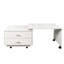 Table basse pivotante carrée blanche avec 2 tiroirs, des plateaux de table extensibles et 6 roulettes - parfait pour le salon, plateau rotatif de 46,94 po de profondeur, hauteur convenable, profondeur 23,22 po