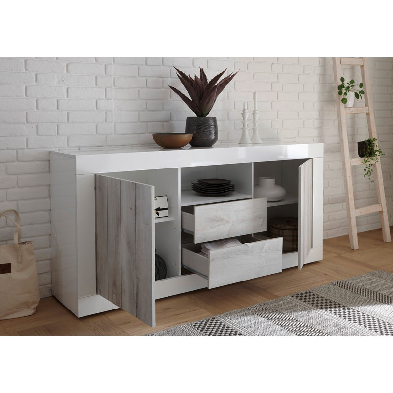 Hisey 184 Cm Wide 2 Drawer Sideboard, White/Pine