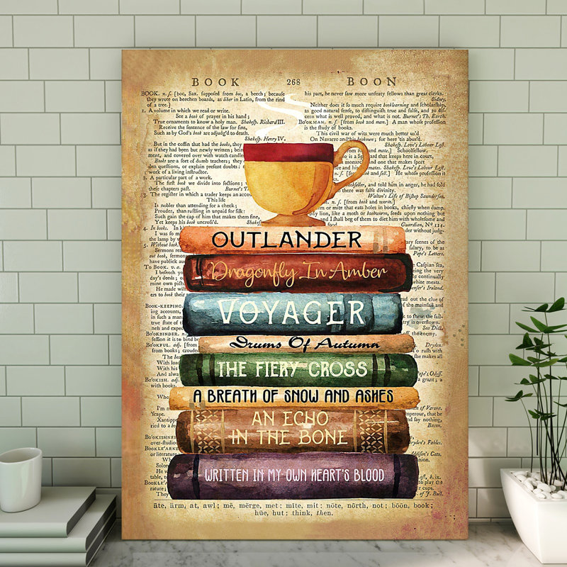 Toile tendue avec livres rétro - pour les amoureux des livres, décoration intérieure brune et jaune