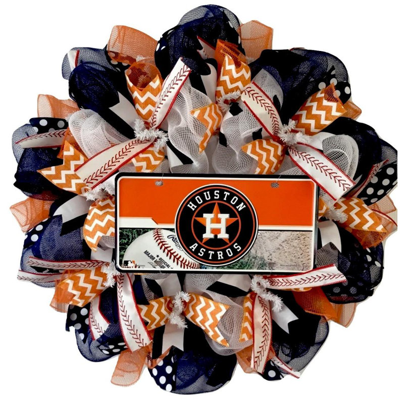 Couronne de baseball en maille intérieure / extérieure faite à la main, Houston Astros