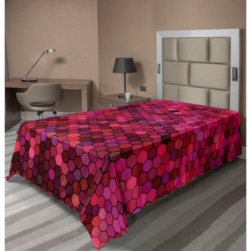 Drap plat moderne de style bohème Ambesonne, Drap plat pour lit simple TG, Dark Pink/Seal Brown Geometric