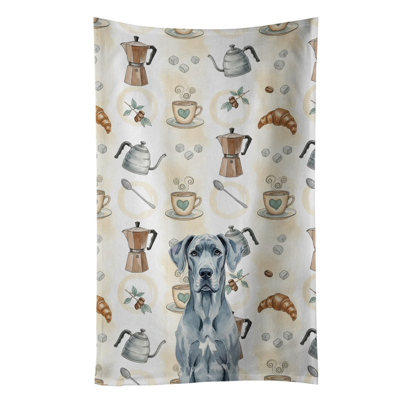 Blue Great Dane Coffee Bar Kitchen Towel, Blue Great Dane