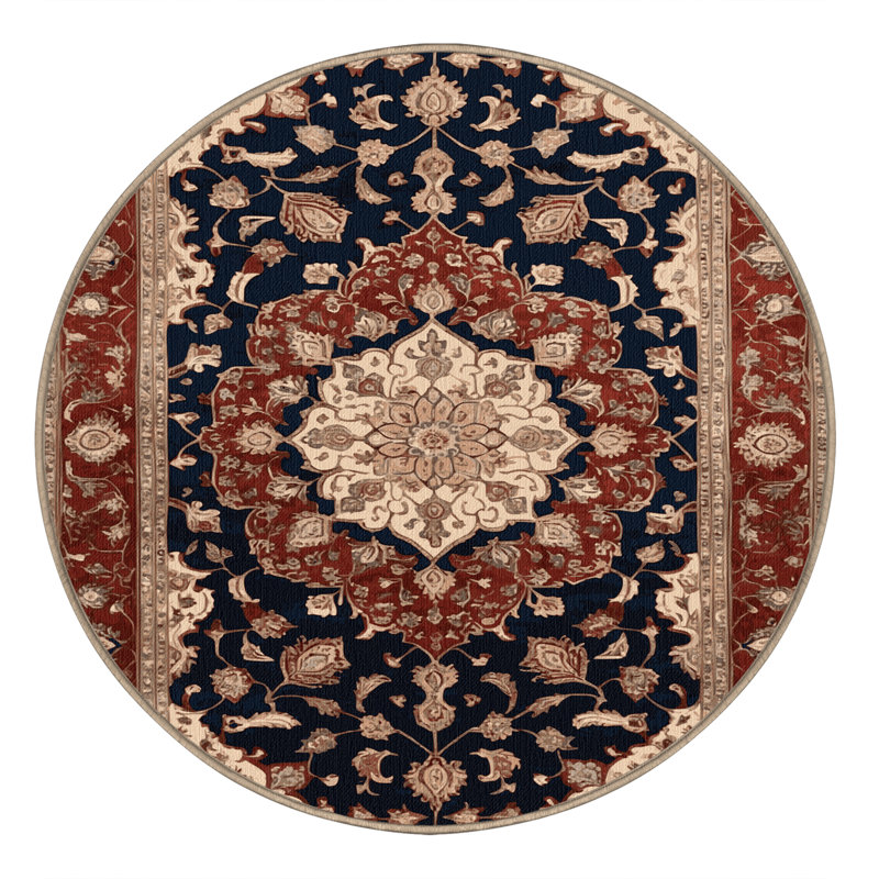 Tapis brun lavable à la machine, Rond 5 pi