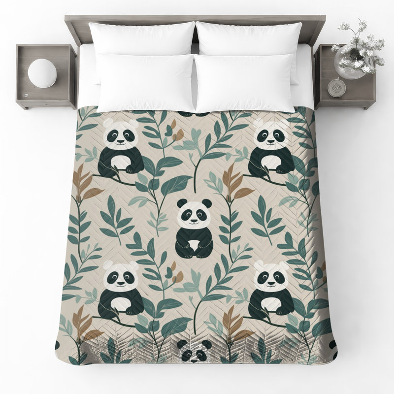 Panda and Leaves Bedding Panda, couvre-lit animal, Grand lit