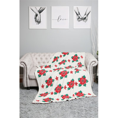 X-Mas Pattern Luxury Soft Throw Blanket - POINSETTIA
