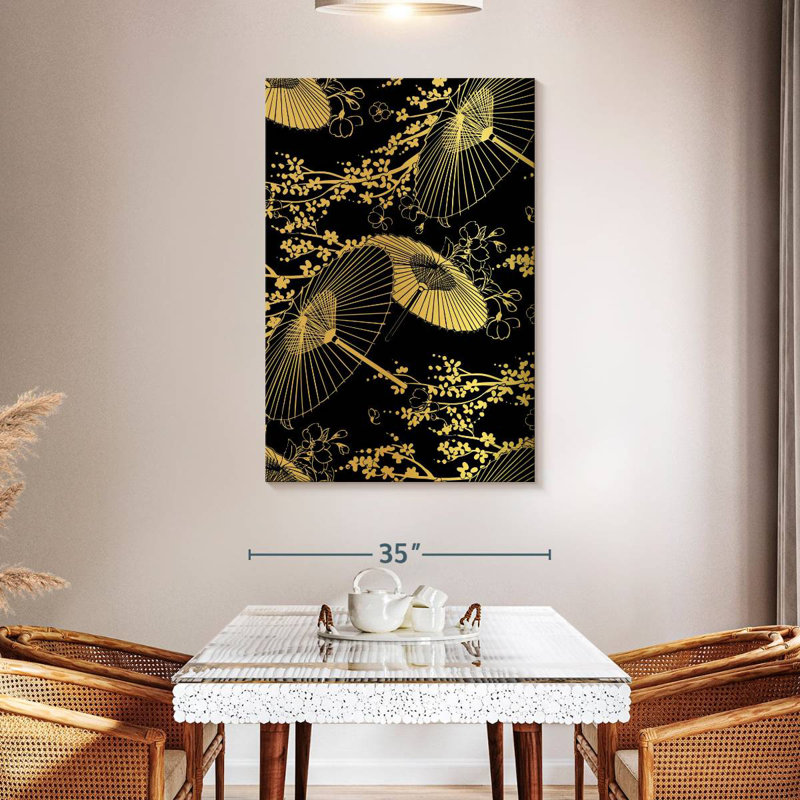 Kerner Golden Oriental Umbrellas, 48" H x 32" W