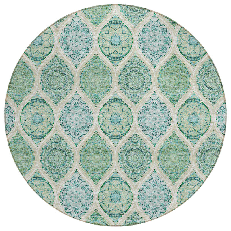 Tapis intérieur lavable 8 po ivoire et bleu sarcelle