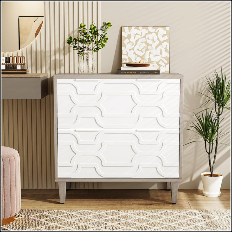 Classeur latéral à 2 tiroirs avec rangement spacieux, fabrication durable et format polyvalent format A4 / lettre / format légal pour la maison et le bureau