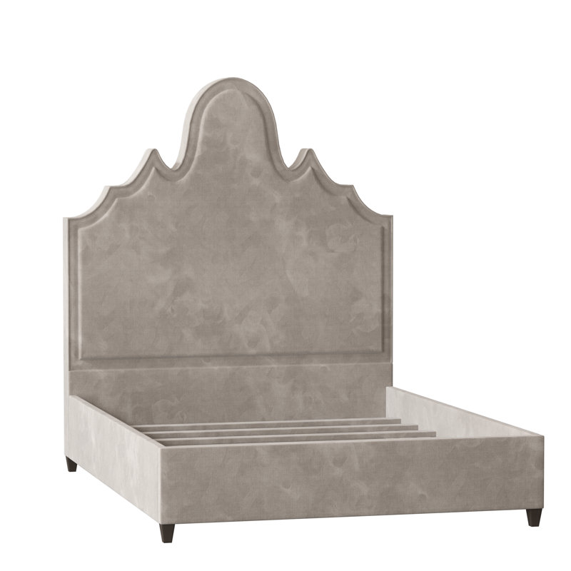 Amalie Upholstered Bed, Full, Wismar Burlap, Brown Mahogany