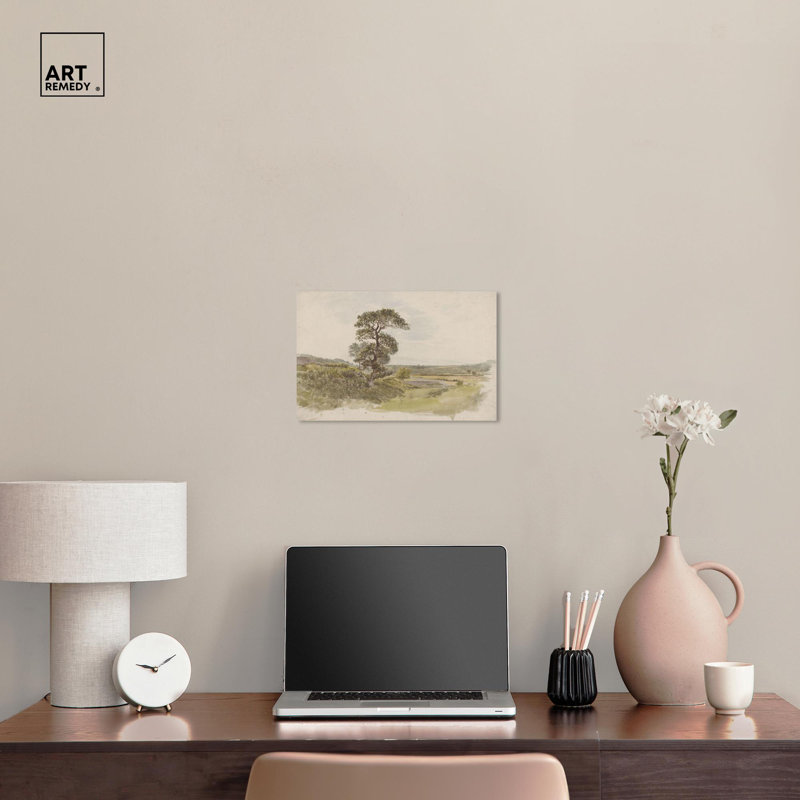 Tree in Foreground Rustic Farmhouse Landscape Canvas Art, 15" x 10"