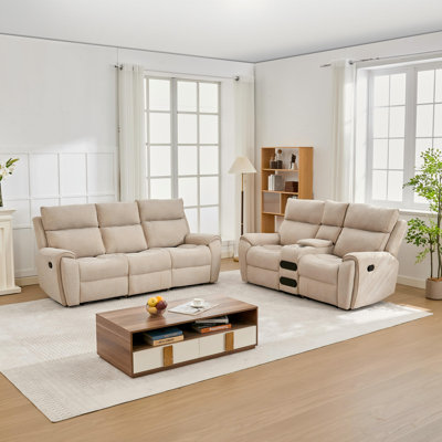 2-Piece Reclining Living Room Set with Storage, Cup Holder, and Bluetooth Speaker