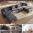 143" Sectional Couches For Living Room, Convertible U-shape Boneless Couch With Movable 2 Ottomans, 4 Seater Cloud Couch, Deep Comfy Sleeper Sofa Bed Floor Couch, Grey-1123598471