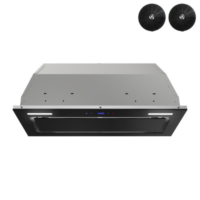 Streamline 28 in. Bradano Convertible Insert 350 CFM Range Hood in Glossy Black with Mesh Filters, Touchpad Control, LED Lights