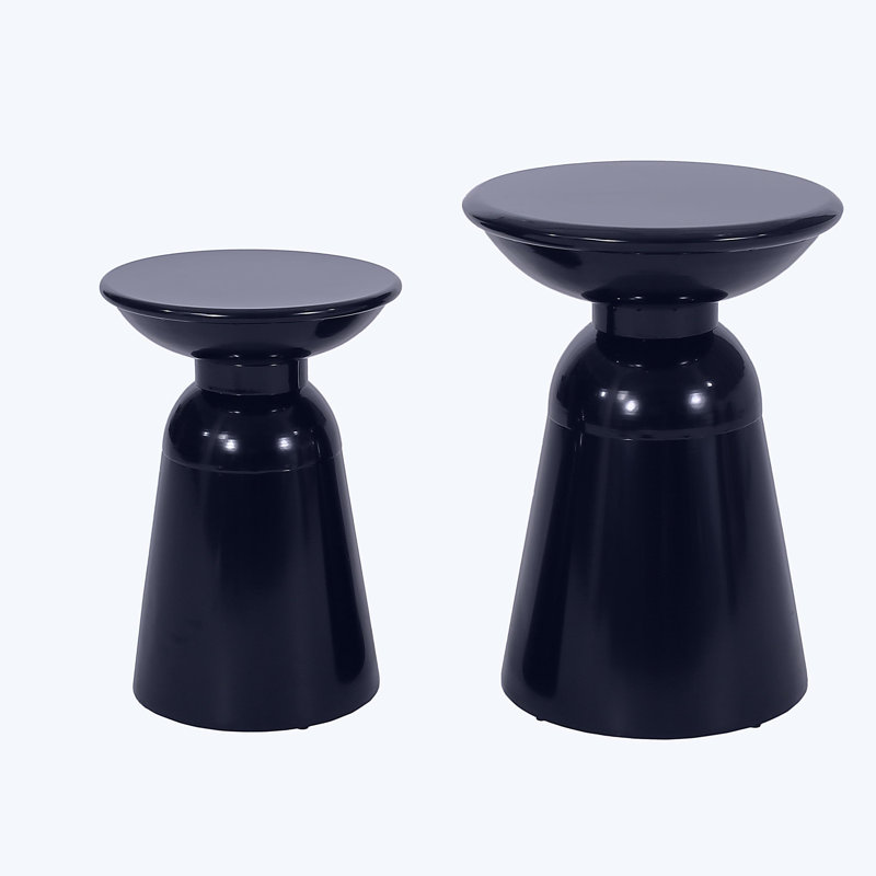 Metal edge table, 2-piece set, Black