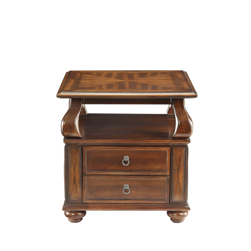 Walnut 2-Drawer End Table