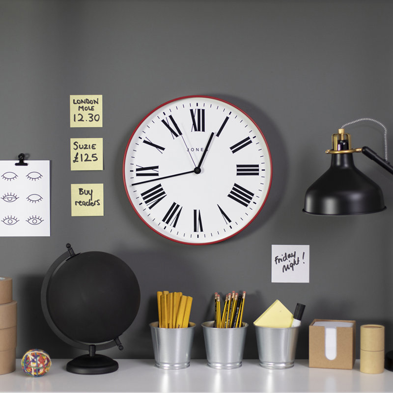 MAGAZINE (ROMAN) Acrylic Wall Clock, Red