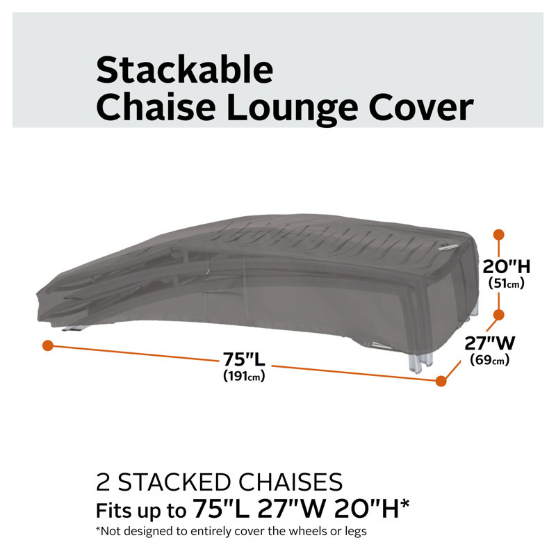 Khalil Outdoor Patio Chaise Lounge Cover, Dark Taupe, 20" H x 29" W x 77" D