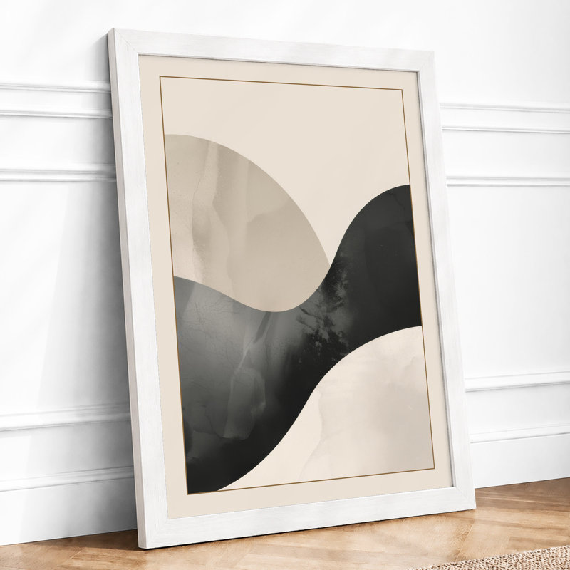 Flowing Contours Minimalist - Framed Print, A4 - 29.7 x 21.0 cm, White