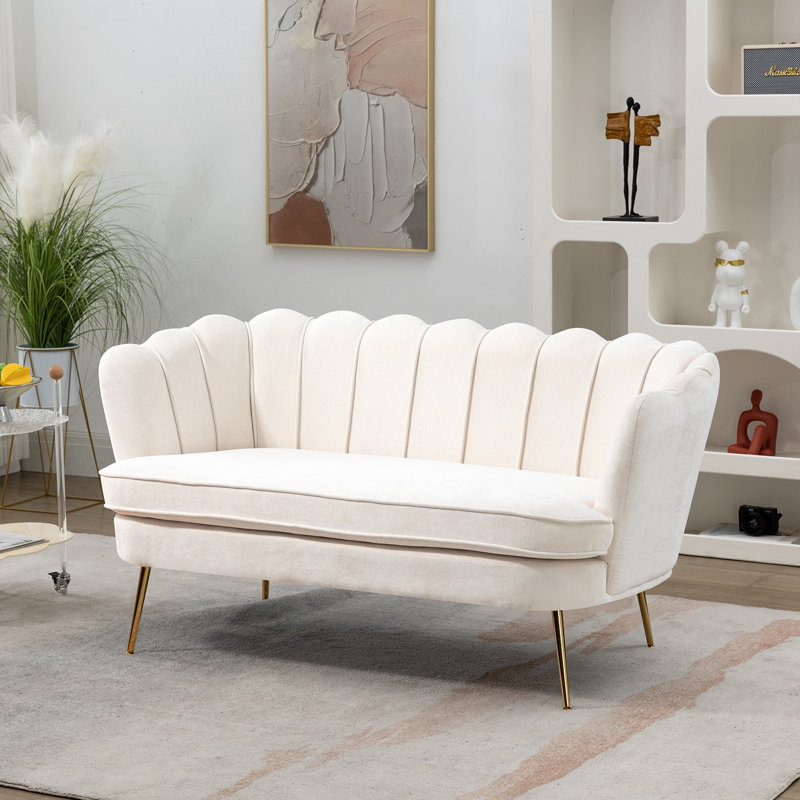 Causeuse avec pieds robustes en métal, Beige