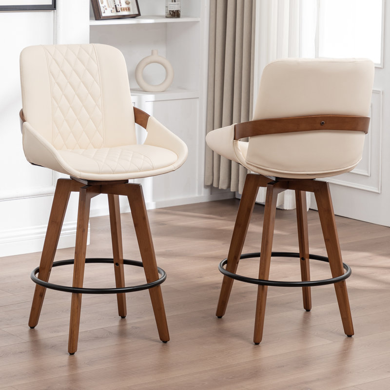 Modern Swivel Bar Stool, Beige, Counter Stool (66.8cm Seat Height)