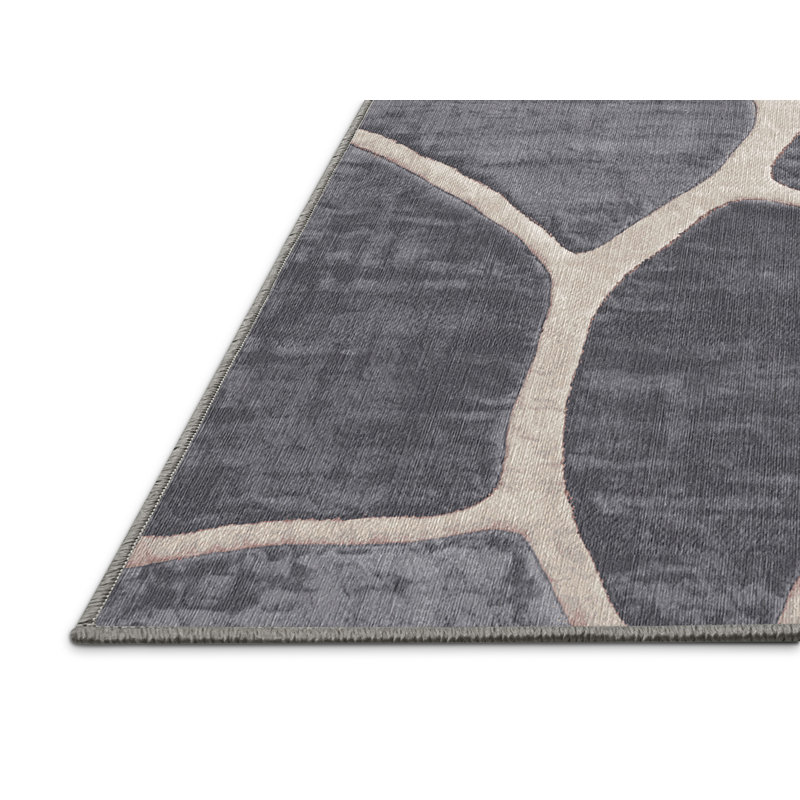 Machine Washable Gray Area Rug, Round 3'