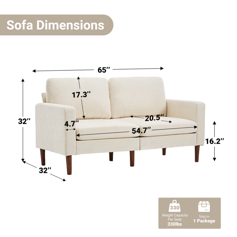 Canapé 65 po Chenille, Beige